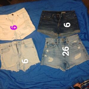 Blue Jean Shorts with Distressed Vintage Look